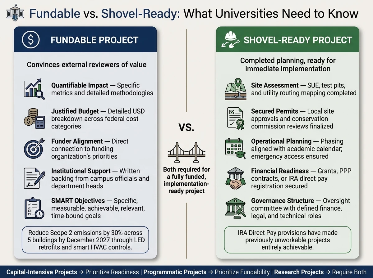 Fundable vs. Shovel-Ready Projects: Key Differences for Universities