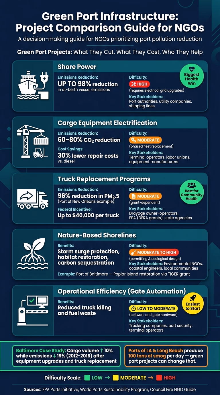 Green Port Projects: Emissions Cuts, Difficulty & Key Benefits at a Glance
