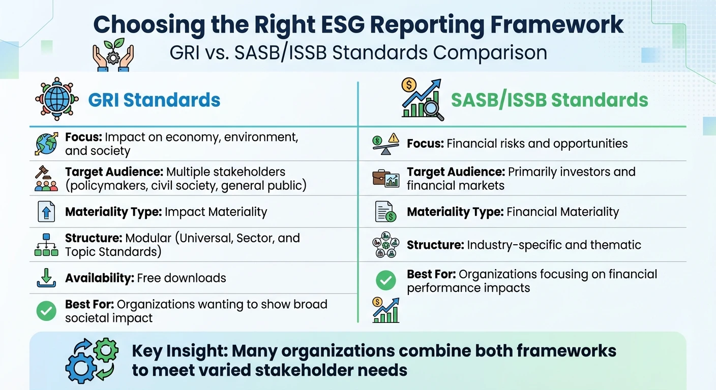 ESG Reporting Frameworks Comparison: GRI vs SASB Standards for Foundations