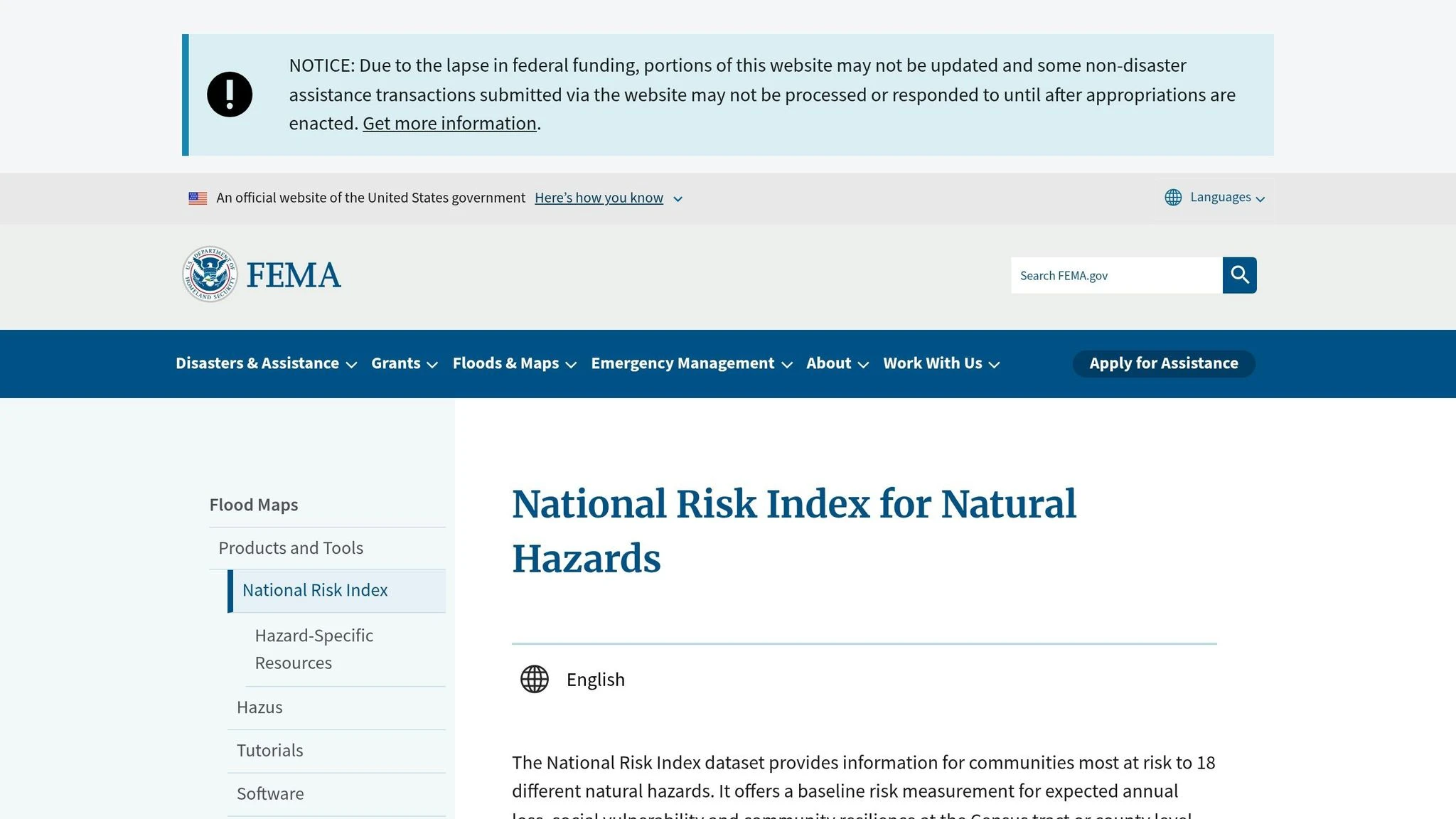 FEMA's National Risk Index