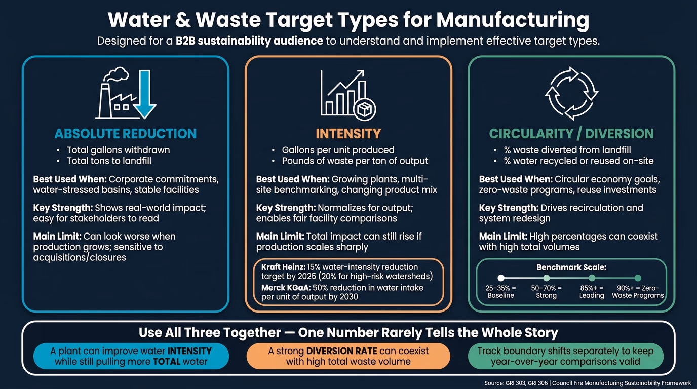 Water & Waste Metrics: 3 Target Types Every Manufacturer Needs