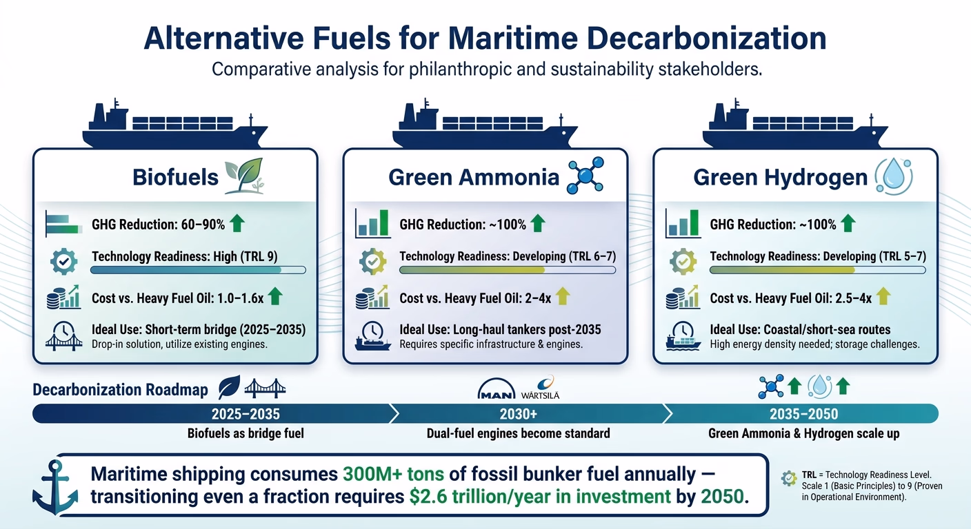 Alternative Fuels for Maritime Decarbonization: Cost, Readiness & Impact