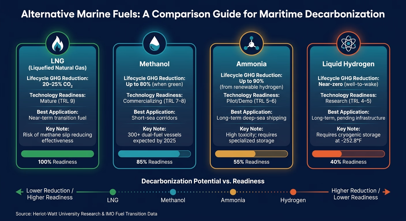 Alternative Marine Fuels Compared: GHG Reduction, Readiness & Use Case
