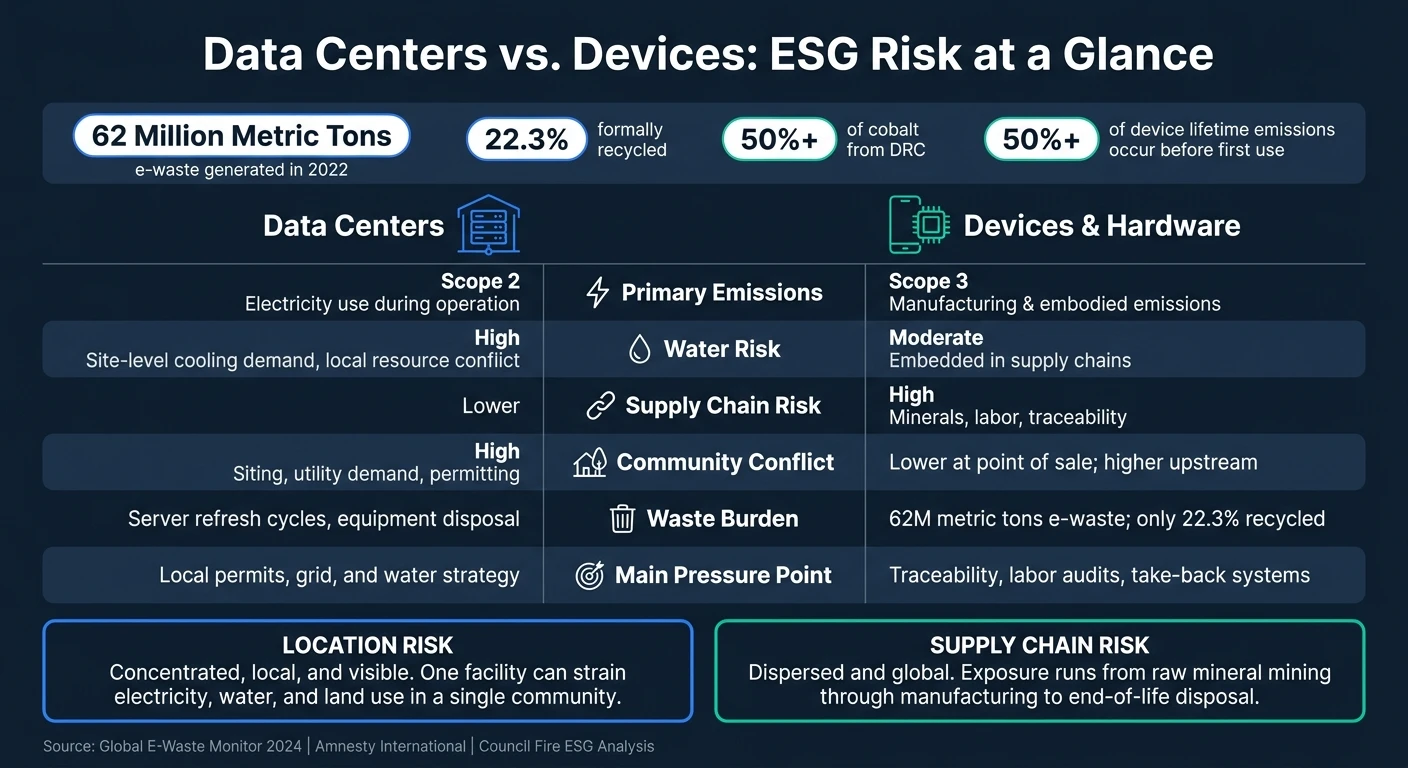 Data Centers vs. Devices: ESG Risk Comparison