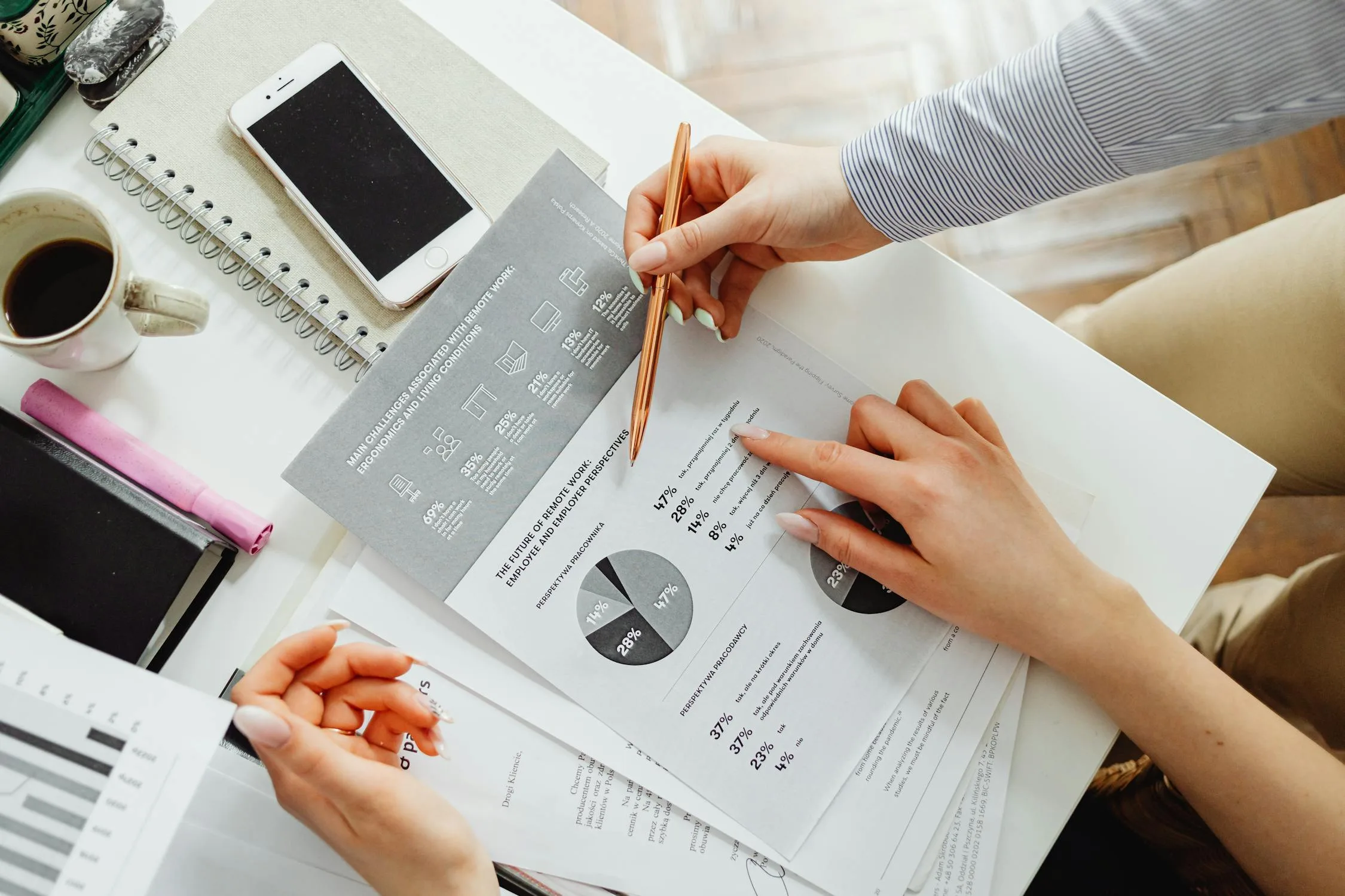 Business professionals analyzing sustainability data on screens