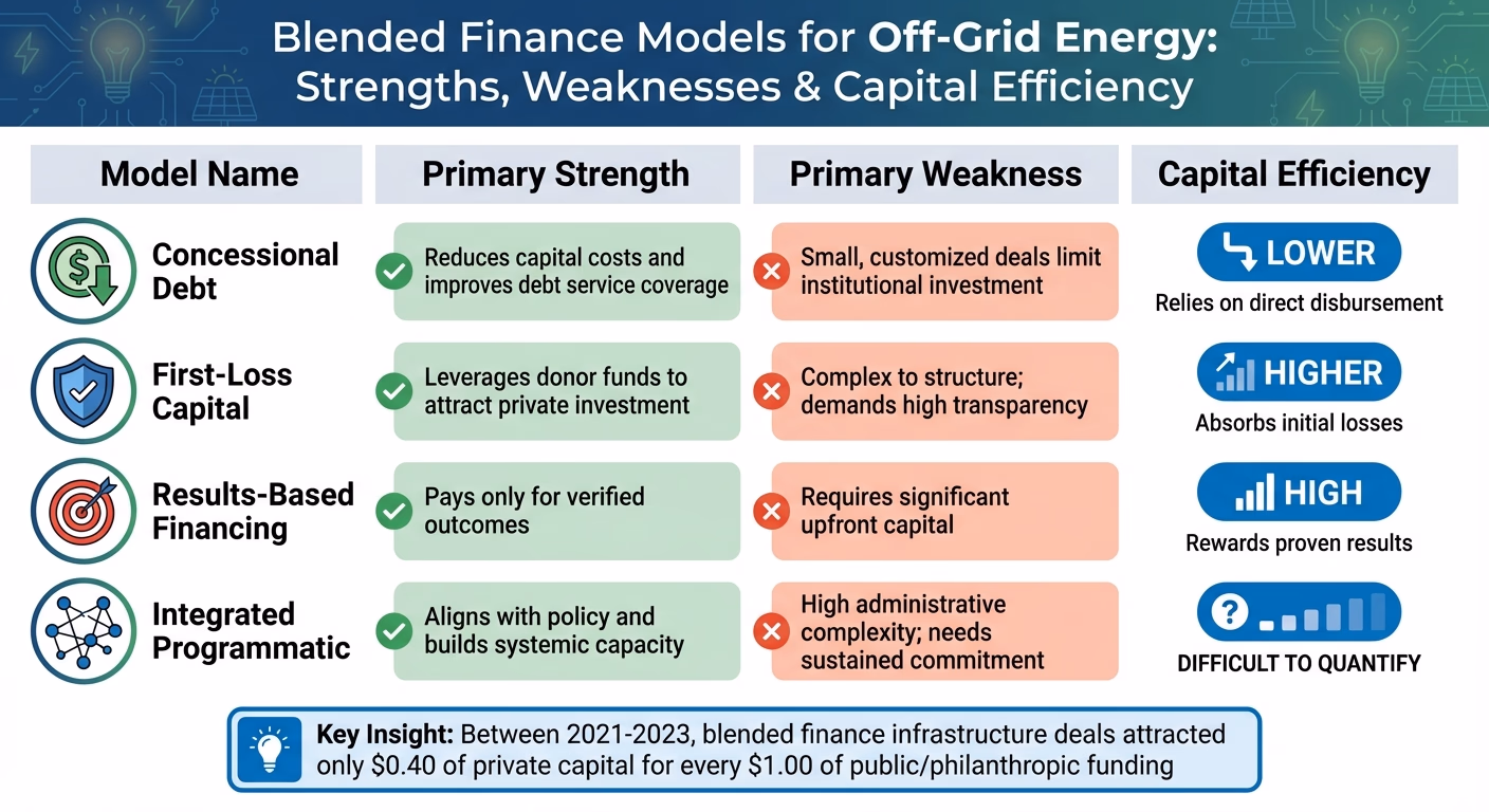 Comparison of Four Blended Finance Models for Off-Grid Energy Projects