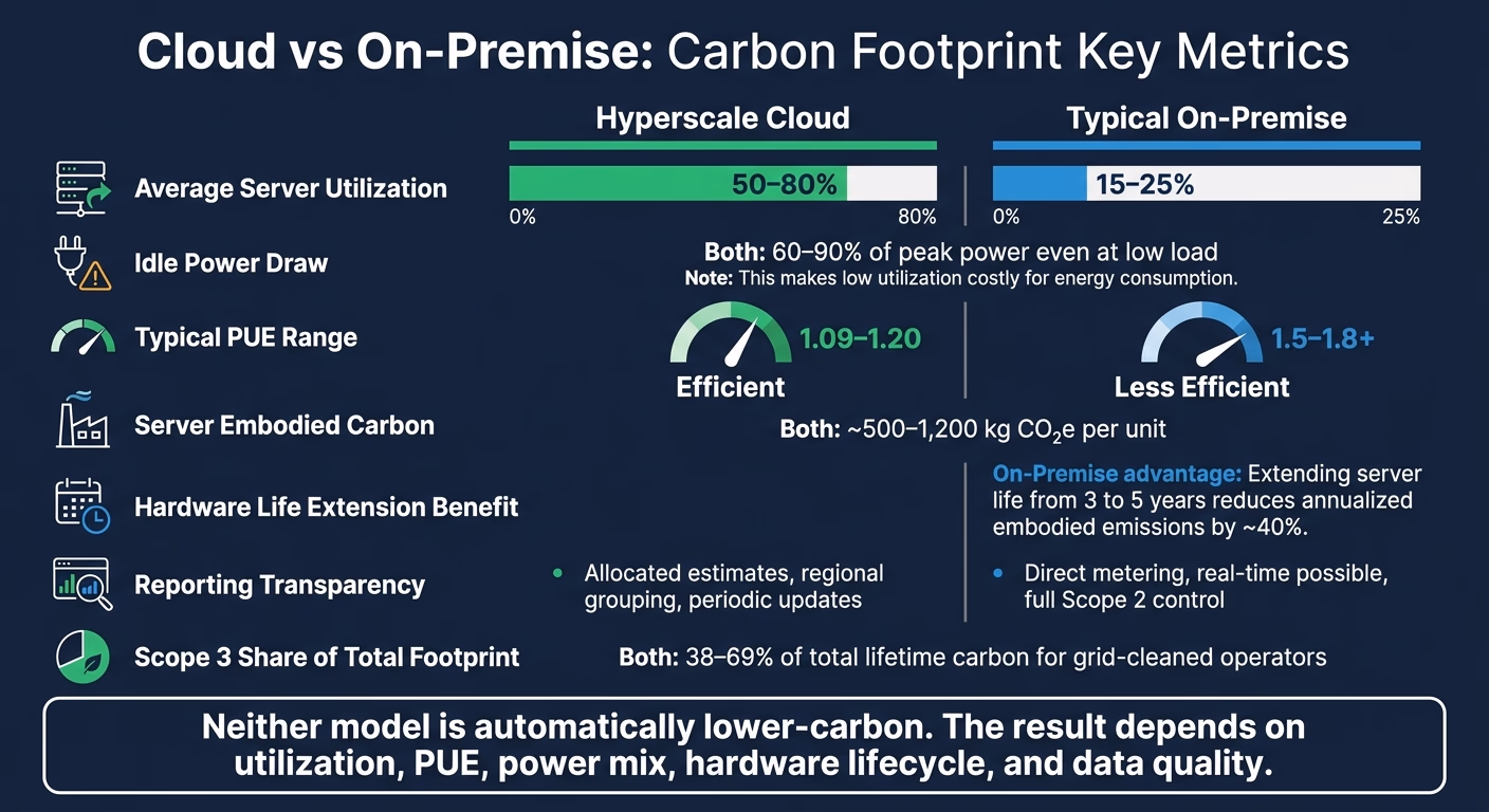 Cloud vs On-Premise ICT Carbon Footprint: Key Metrics Compared