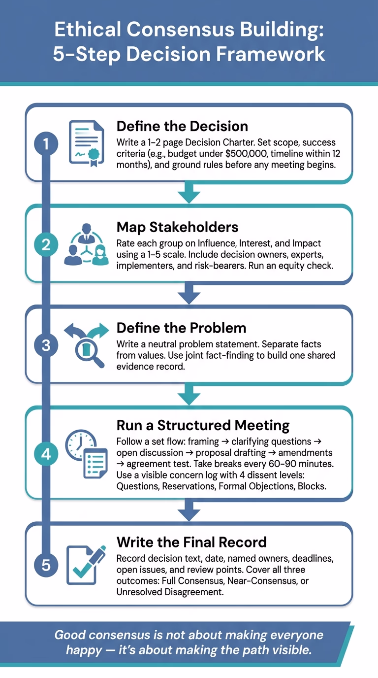 Ethical Consensus Building: 5-Step Decision Framework