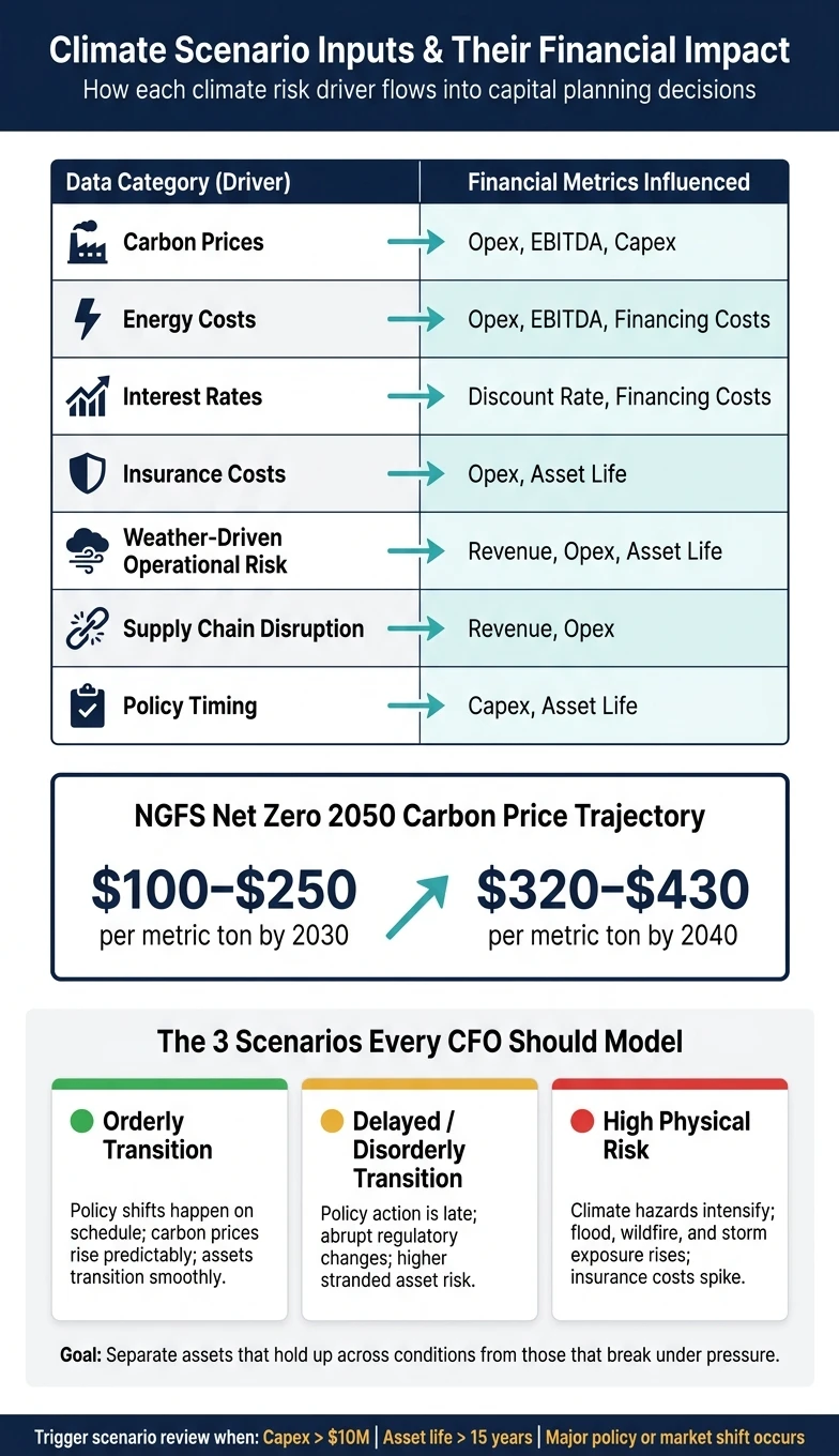 Climate Scenario Inputs vs. Financial Metrics: A CFO's Decision Framework
