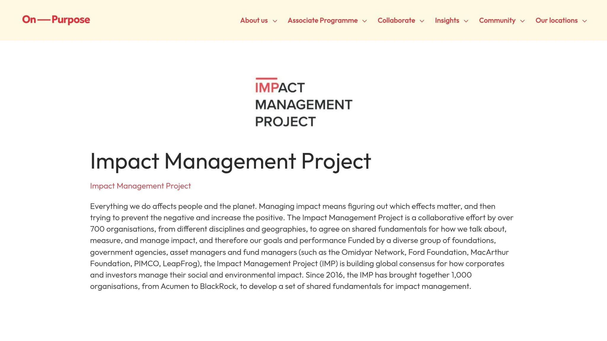 Impact Management Project