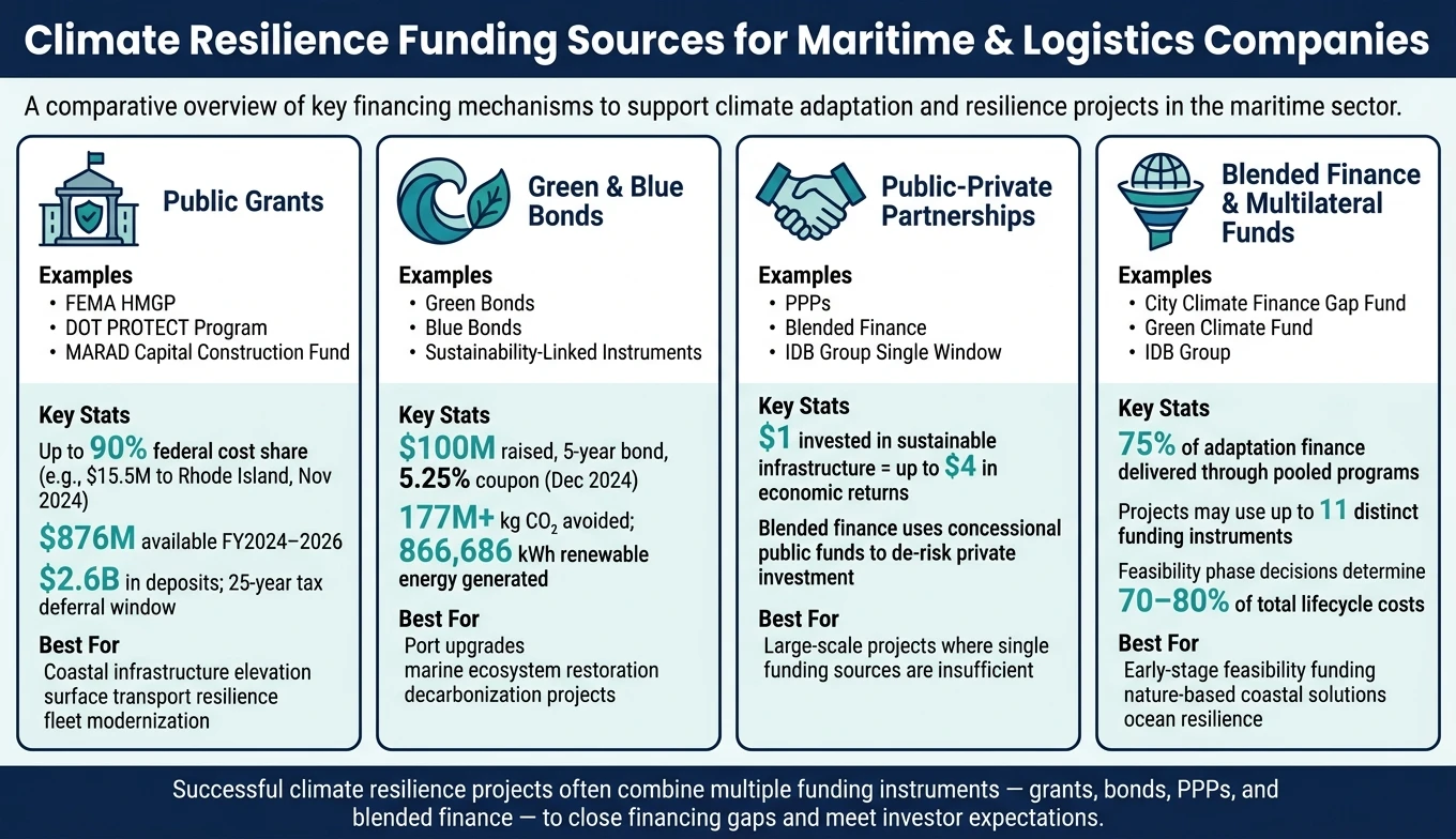 Climate Resilience Funding Sources for Maritime & Logistics Companies