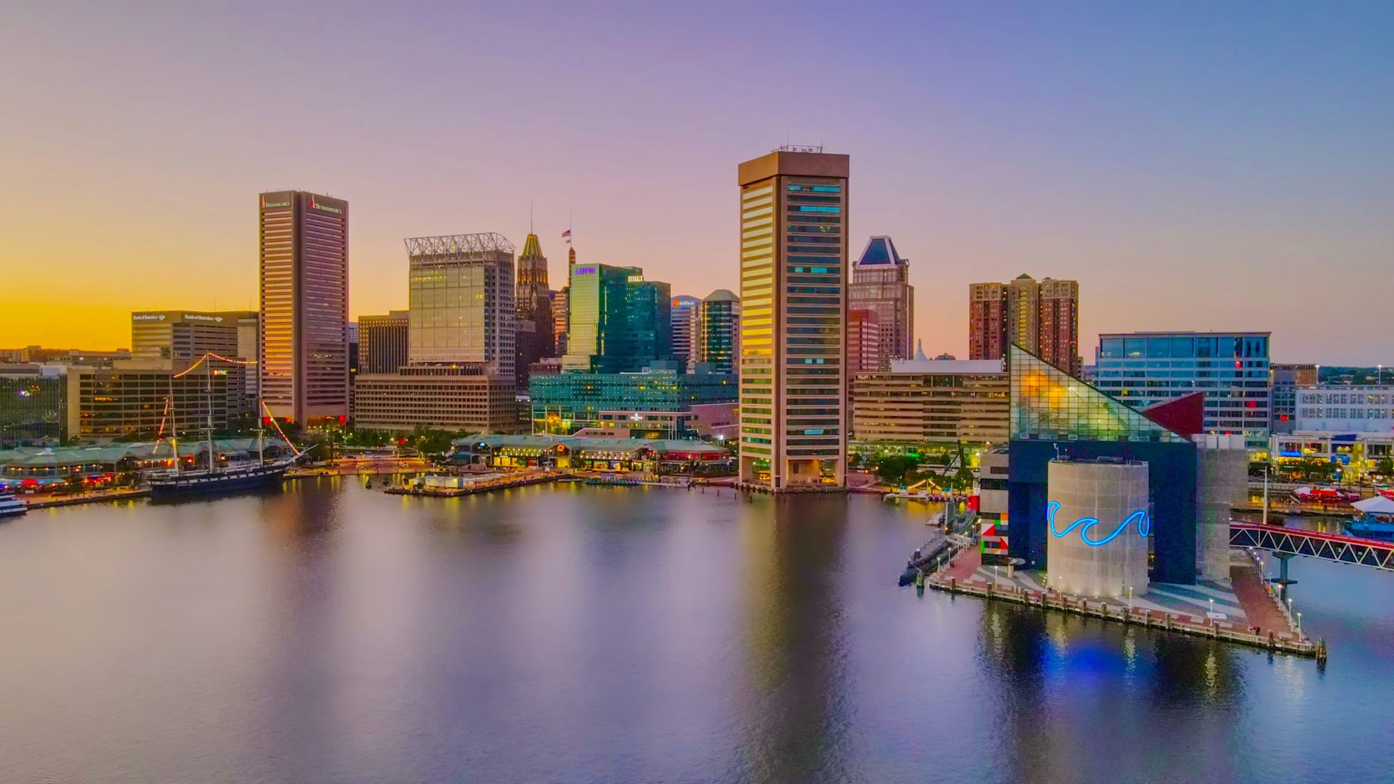Baltimore’s Inner Harbor skyline at dusk